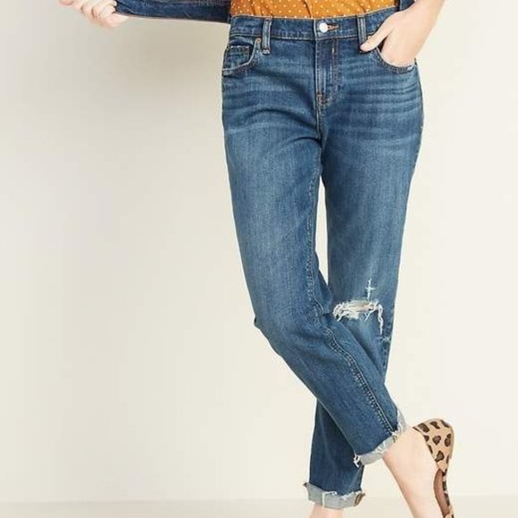 Mid-Rise Boyfriend Straight Distressed Jeans (size 0) - Picture 11 of 11